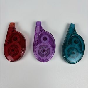 3x Amazon Basics Correction Tape Dispensers - Red Purple Blue - Open Box